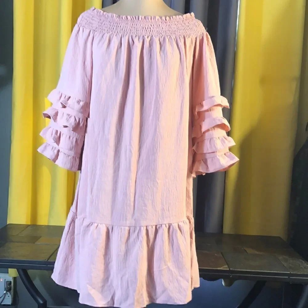 ZANZEA Women's Casual Mini Dress/long tip on or off shoulder-dusty pink